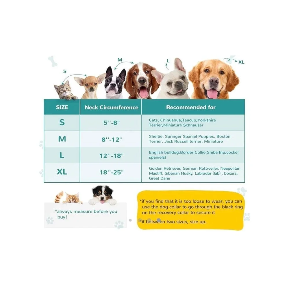 Dog Cone Alternative After Surgery, Inflatable Recovery Collar for Dogs size med